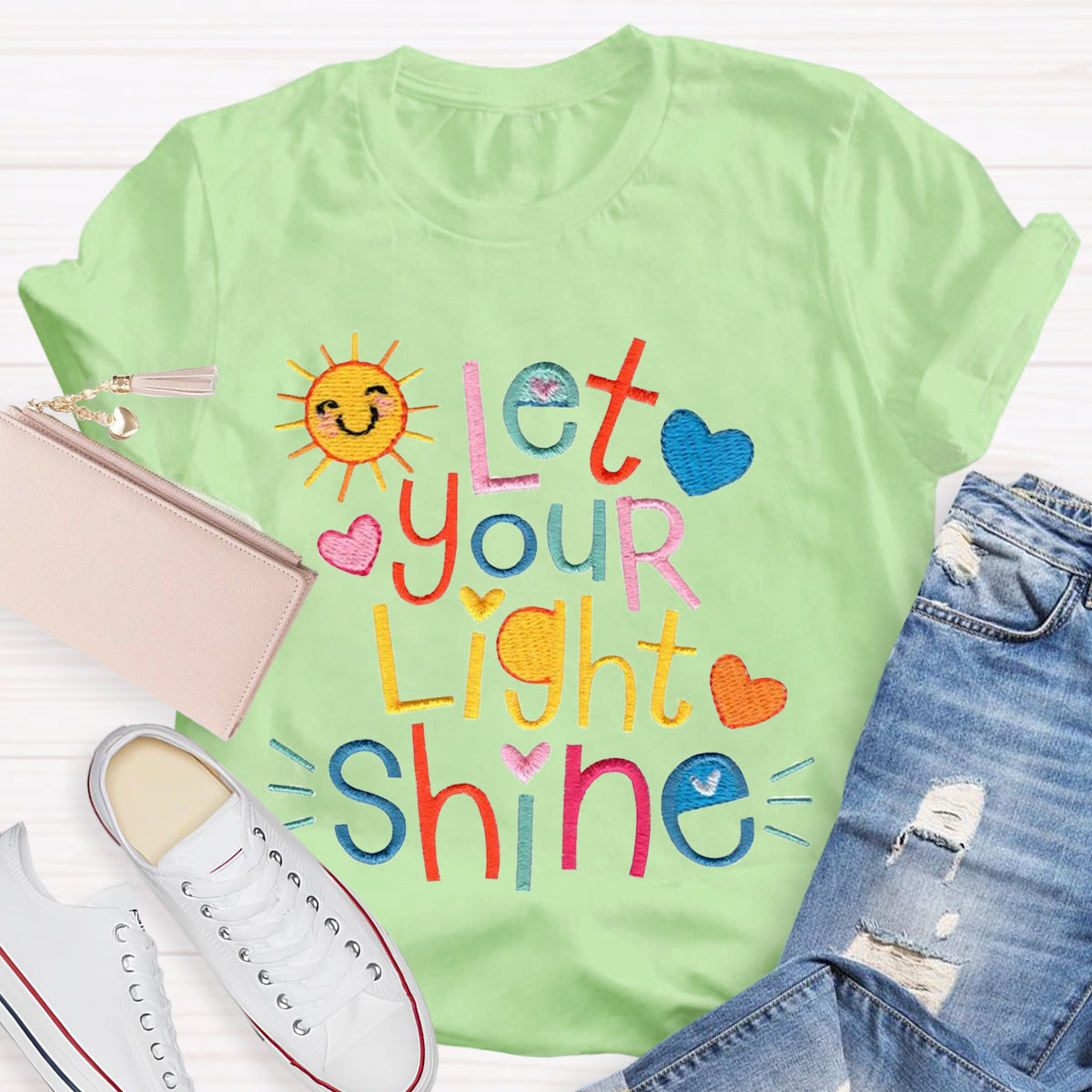 Let Your Light Shine Positive Teacher T-Shirt