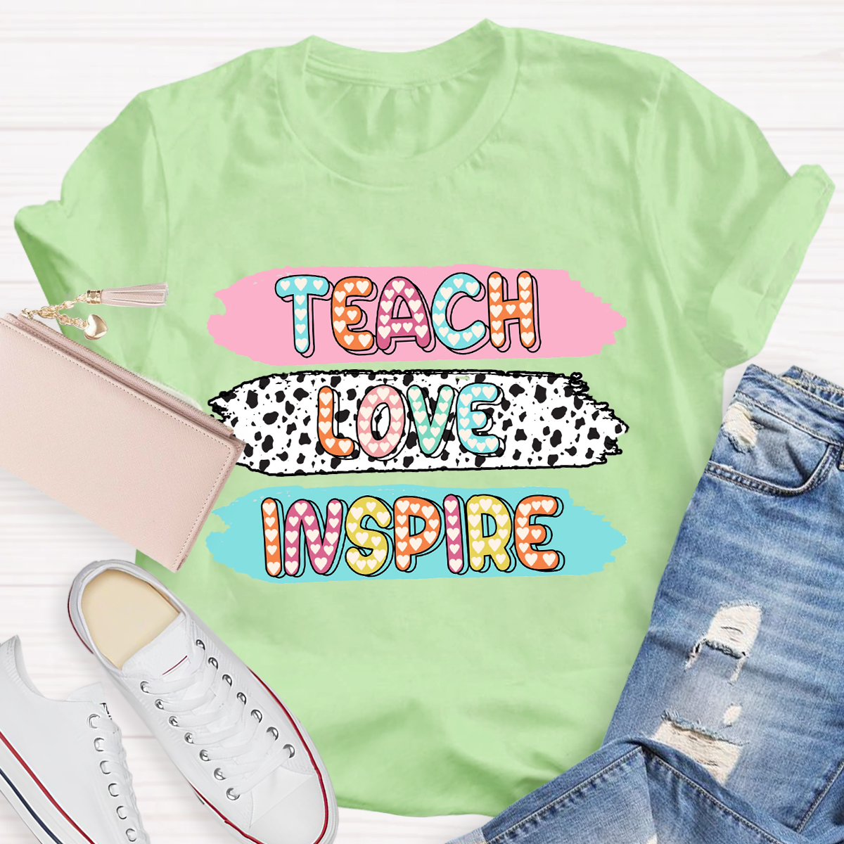 Teach Love Inspire Dot Light Teacher T-Shirt