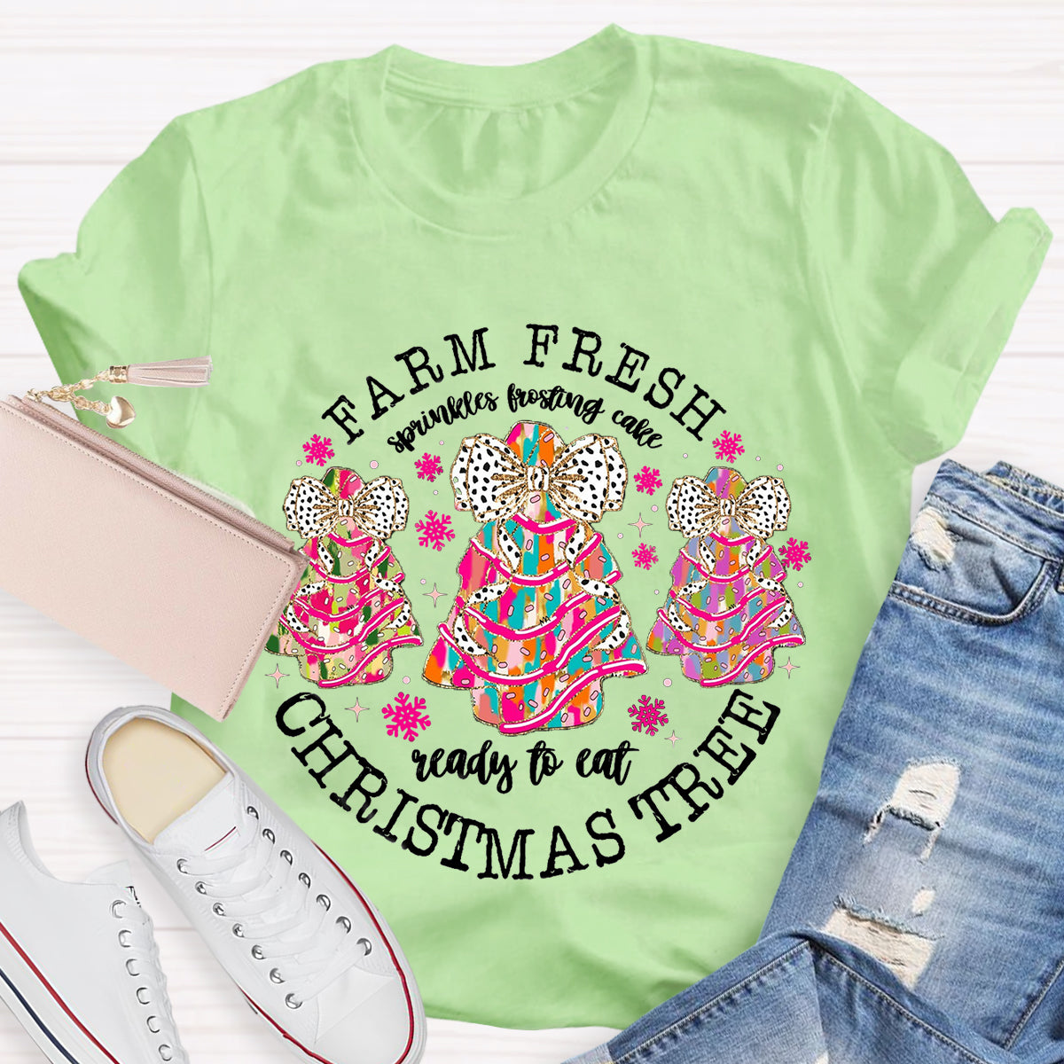 Farm Fresh Christmas Tree Spirals Frosting Cake Ready To Eat T-Shirt