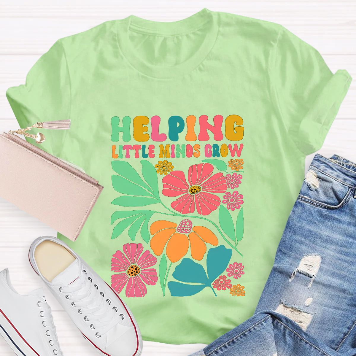 Floral Helping Little Minds Grow T-Shirt