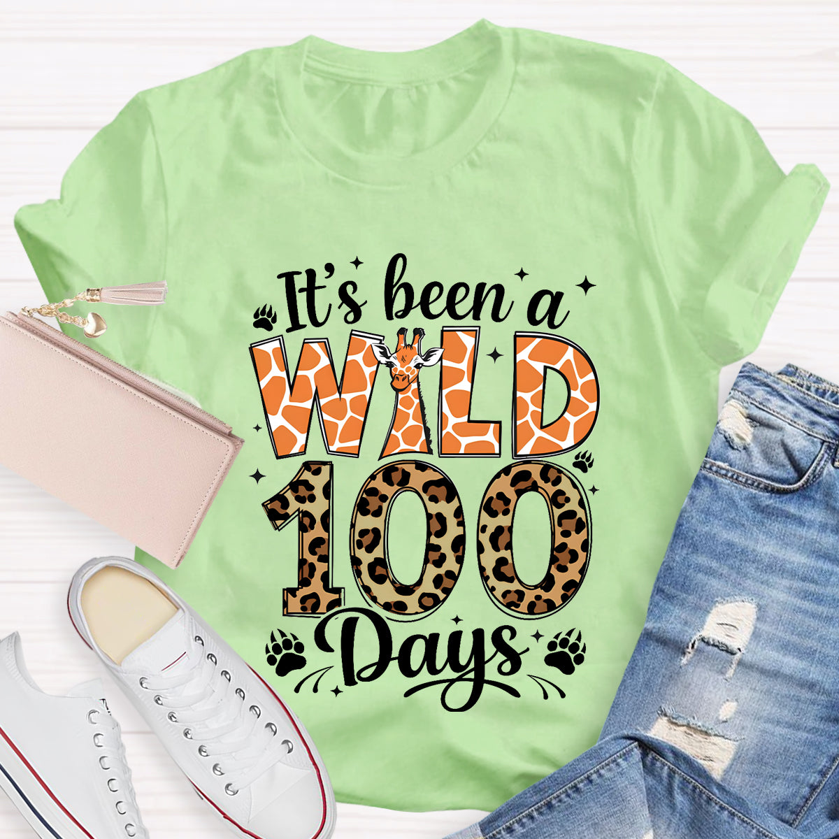 It's Been A Wild 100 Days Leopard Giraffe T-Shirt