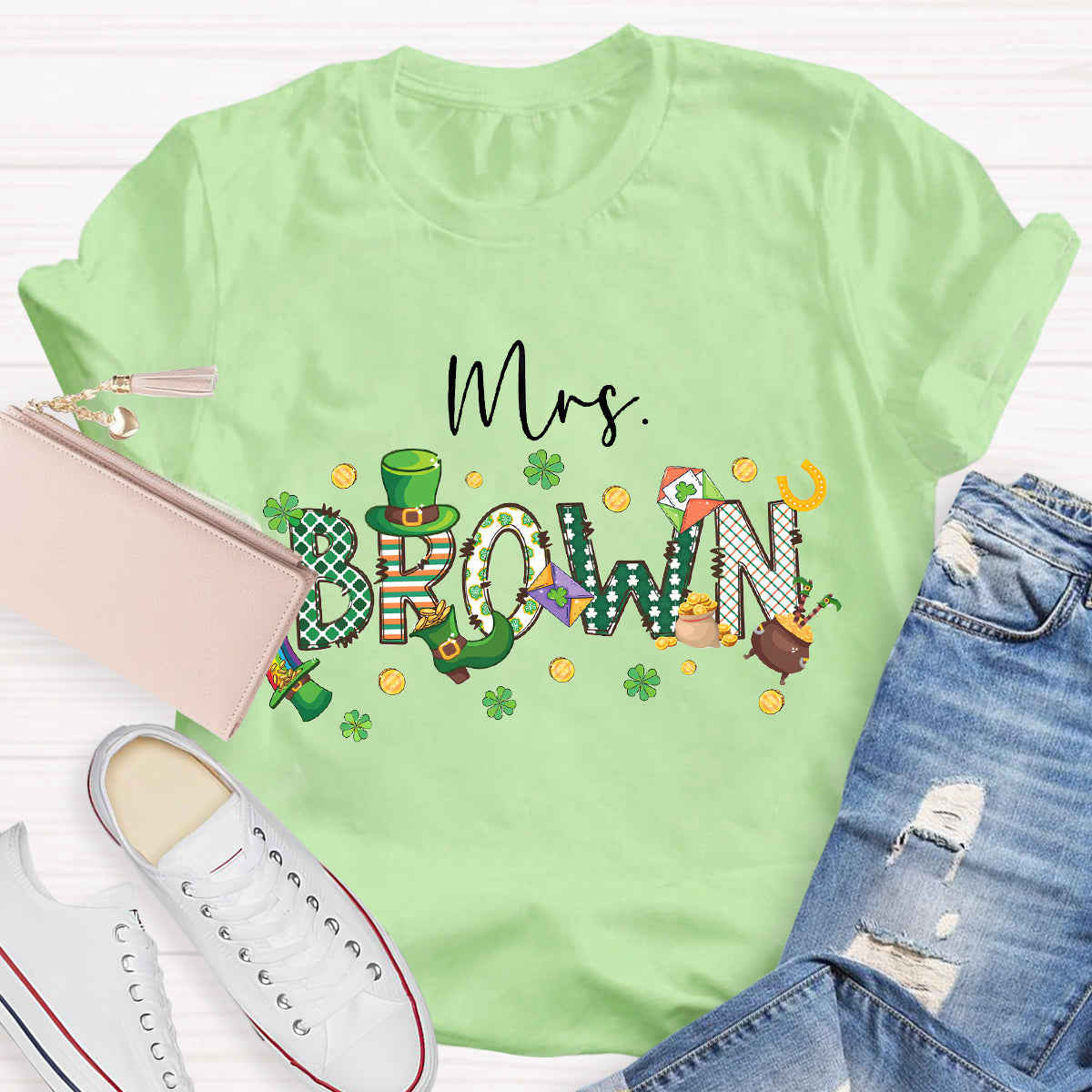 Personalized Name St. Patrick Day Mrs. Brown T-Shirt