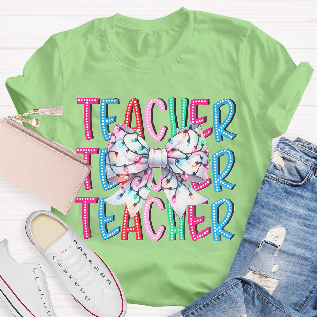 Christams Teacher Bow T-Shirt