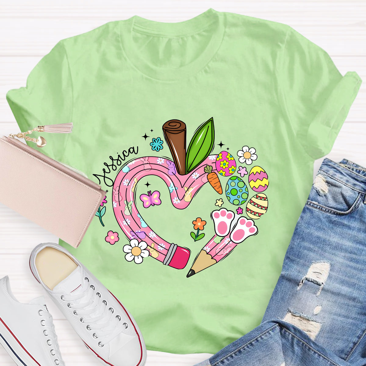 Personalized Name Easter Teacher T-Shirt