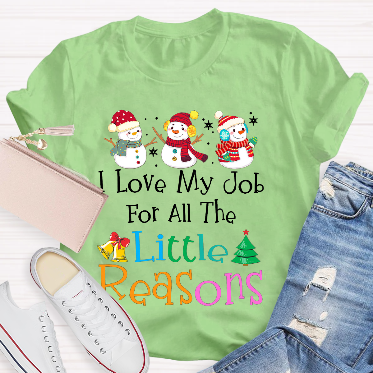 I Love My Job For Little Reasons Christmas Teacher T-Shirt