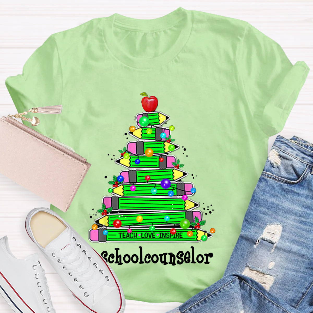 Personalized Position Of School Pencil Tree Teacher T-Shirt