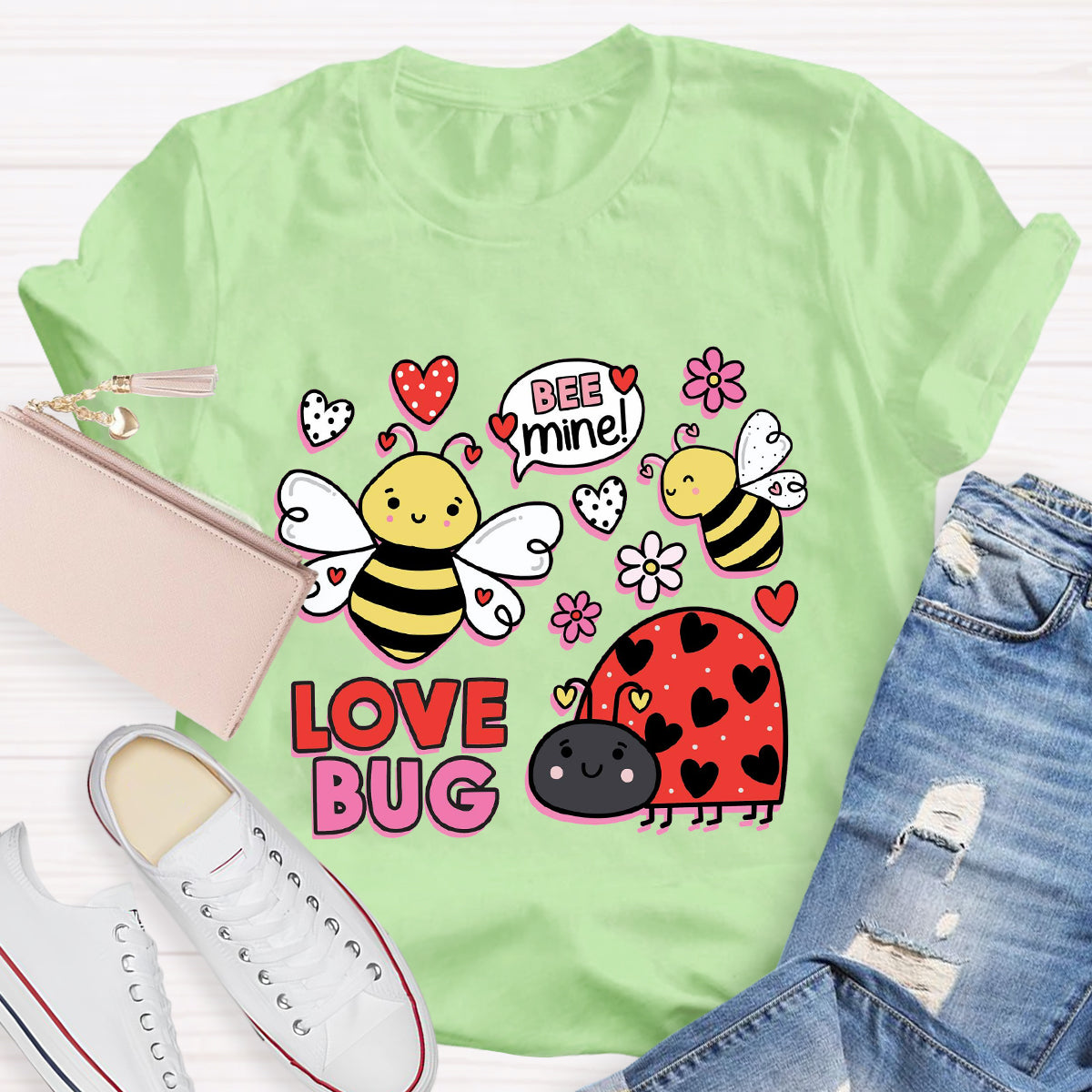 Bee Mine Love Bug Teacher T-Shirt