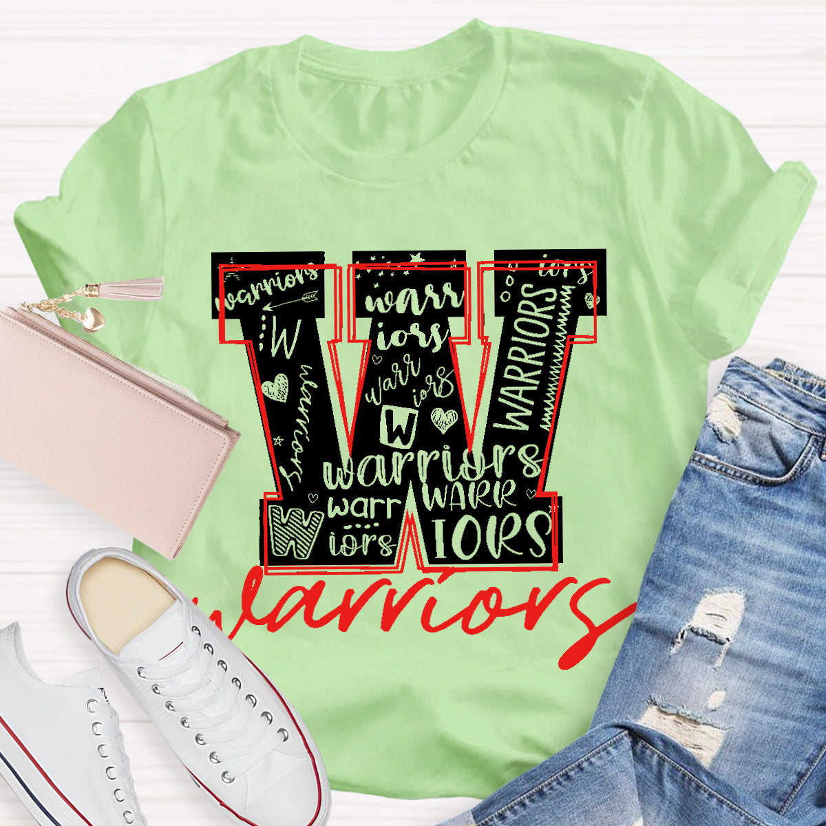 Personalized School Mascot Warriors Teacher T-Shirt