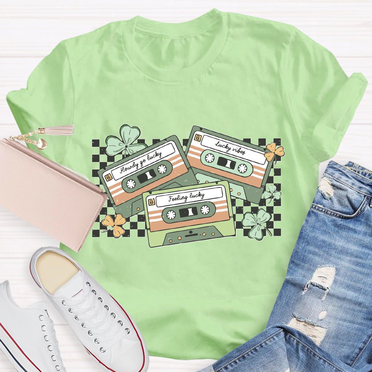 Retro Shamrock Cassette Tapes T-Shirt