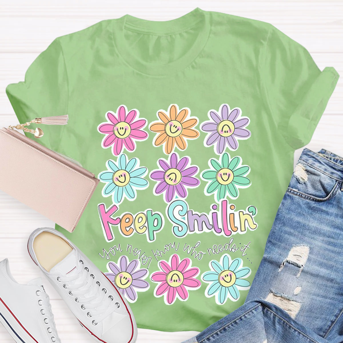 Cute Flower Face Teacher T-Shirt