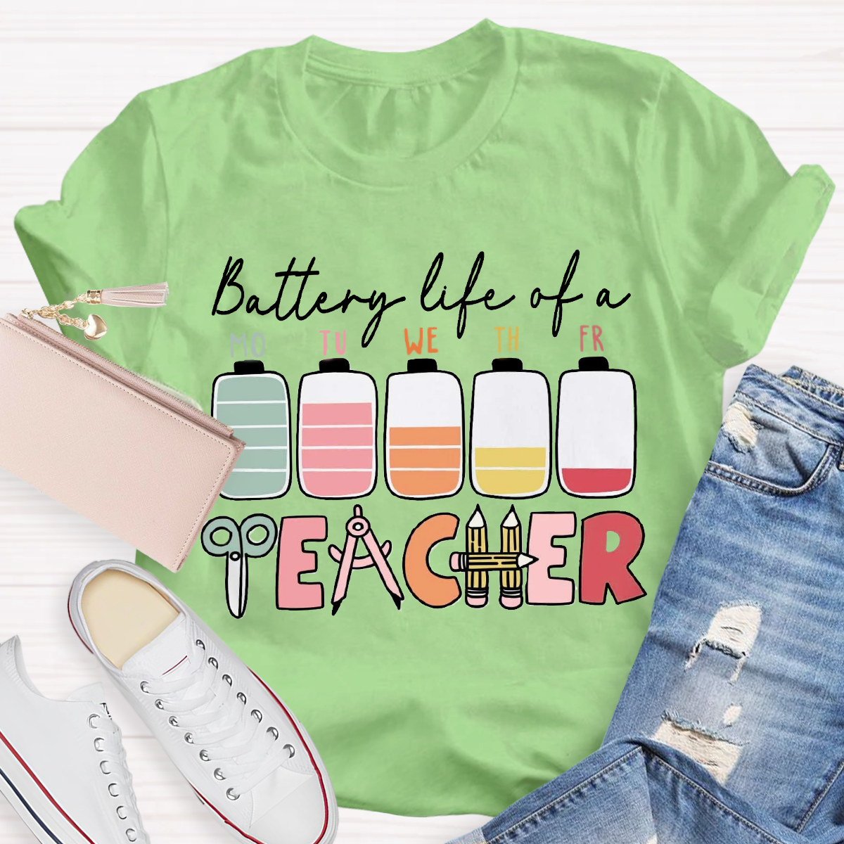 Battery Life Of A Teacher T-Shirt