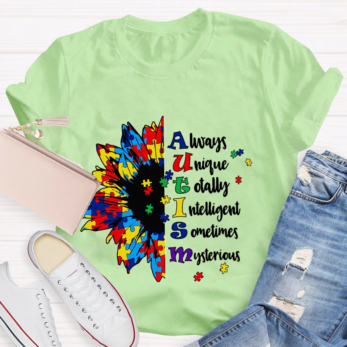 Always Unique Totally Intelligent Sometimes Mysterious Autism Sunflower T-Shirt