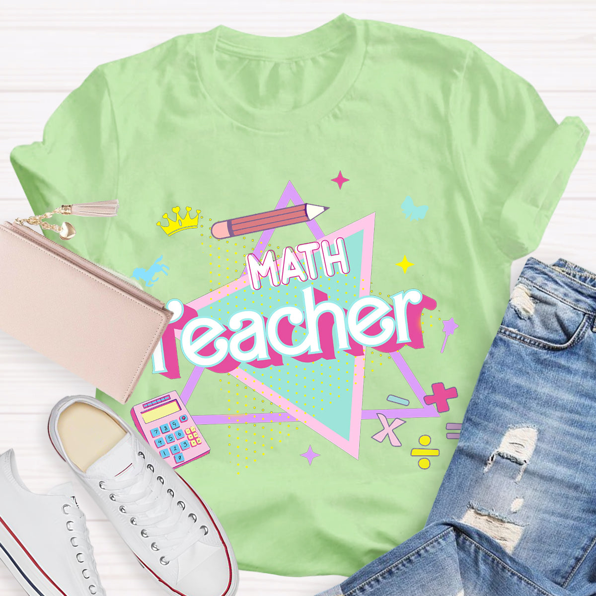 Overlapping Triangles Math Teacher T-Shirt