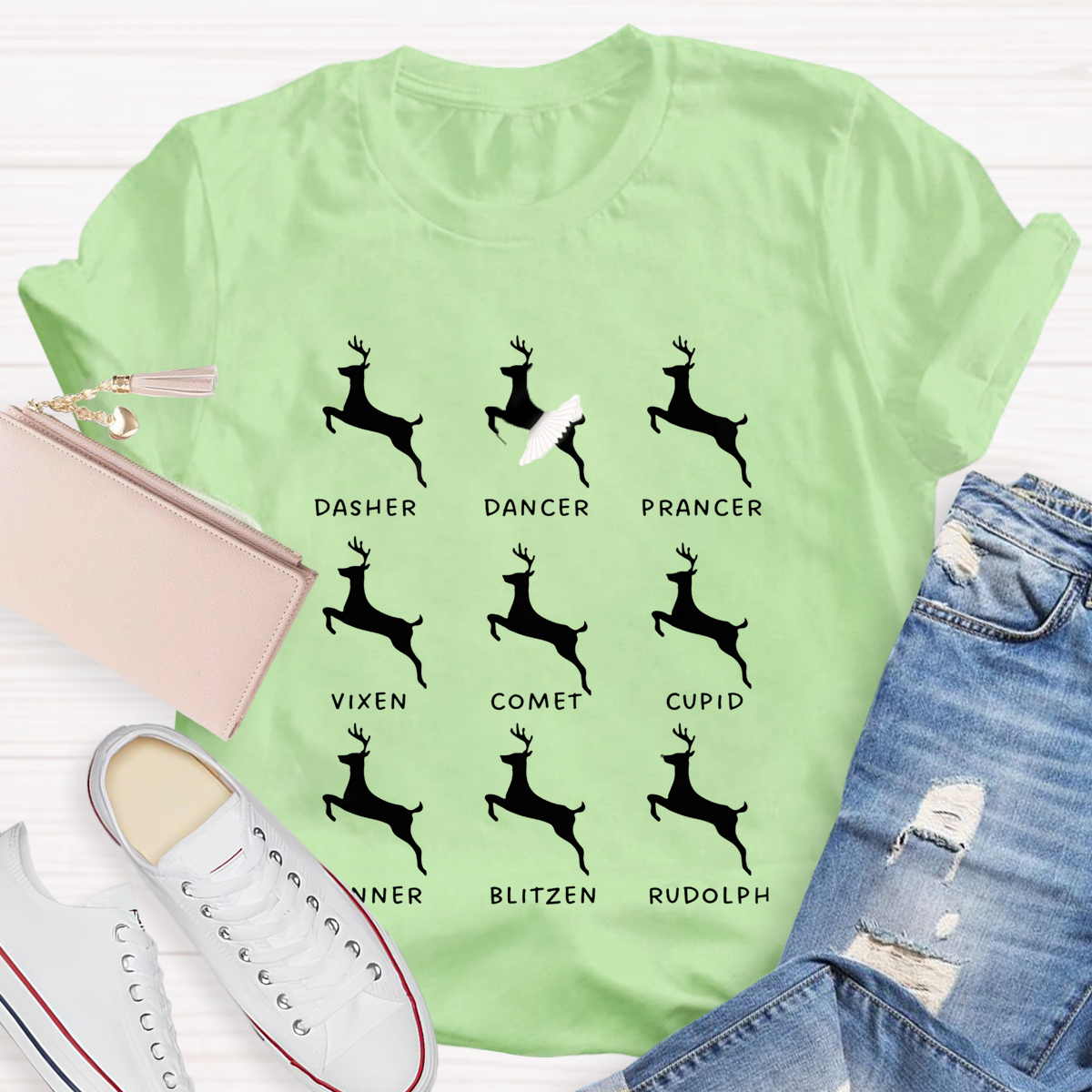 Dancing Reindeer Teacher T-Shirt