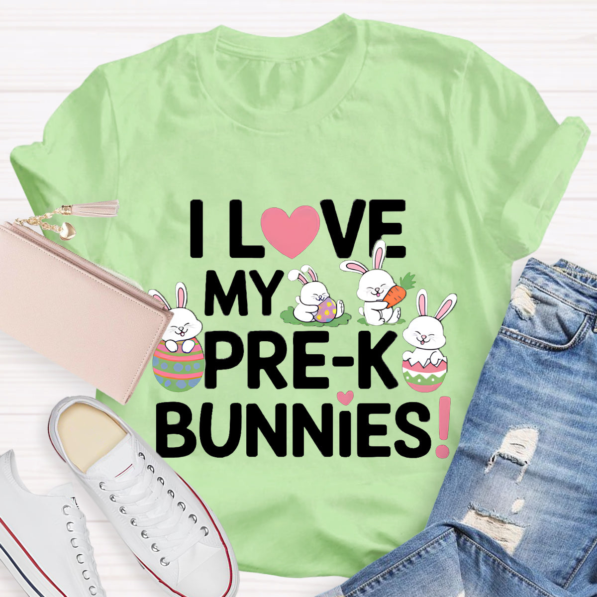 Personalized Grade I love My Bunnies Teacher T-Shirt