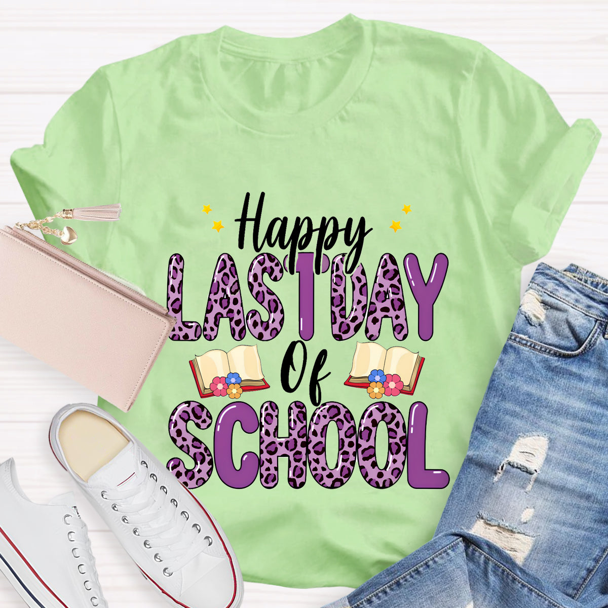 Happy Last Day Of School Purple Printed T-Shirt