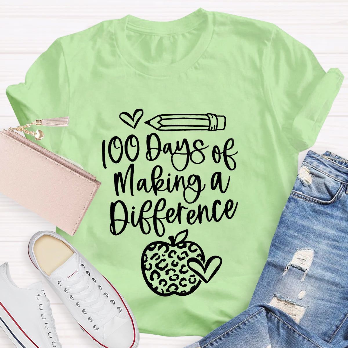 100 Days Of Making A Difference Teacher T-Shirt