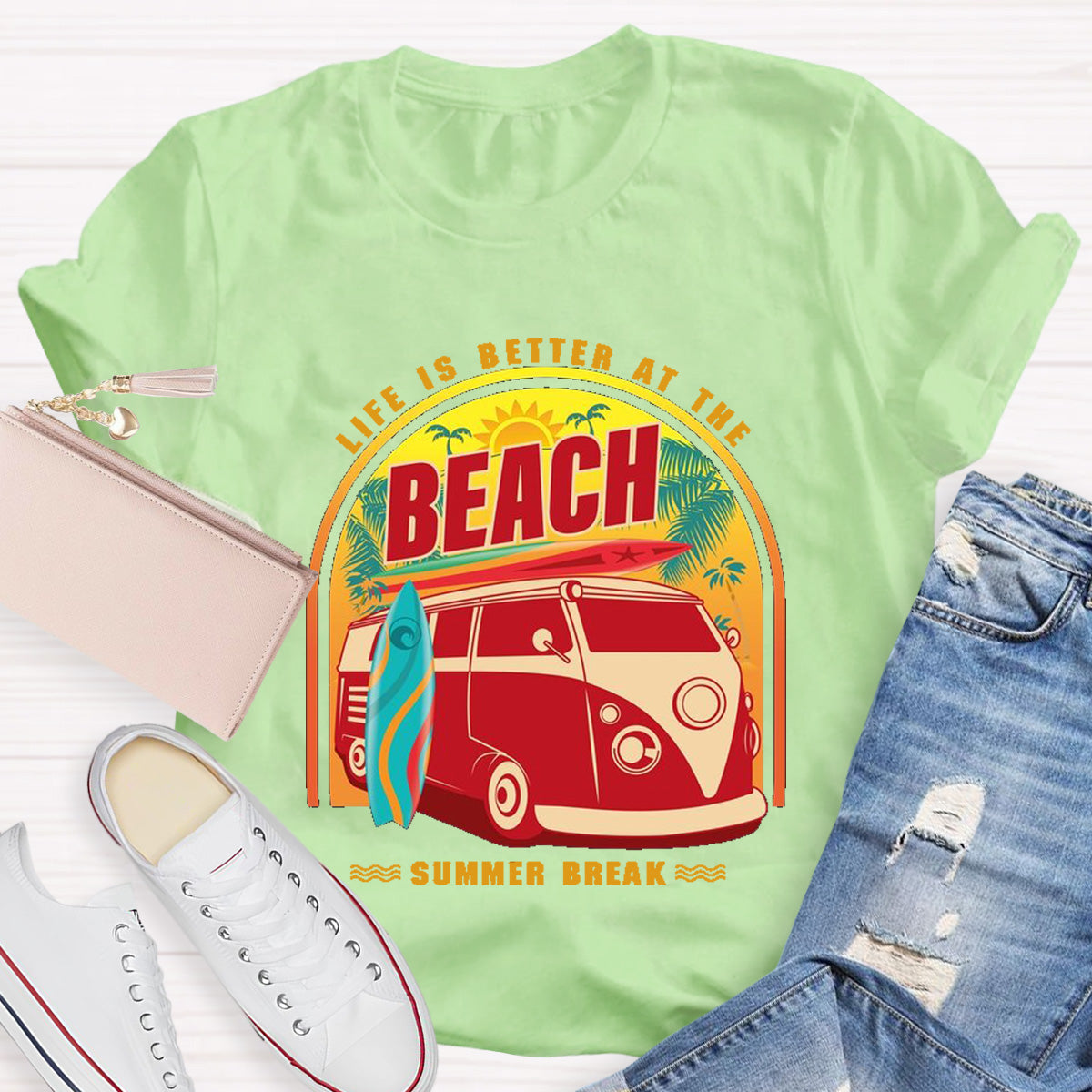 Life Is Better At The Beach Teacher T-Shirt