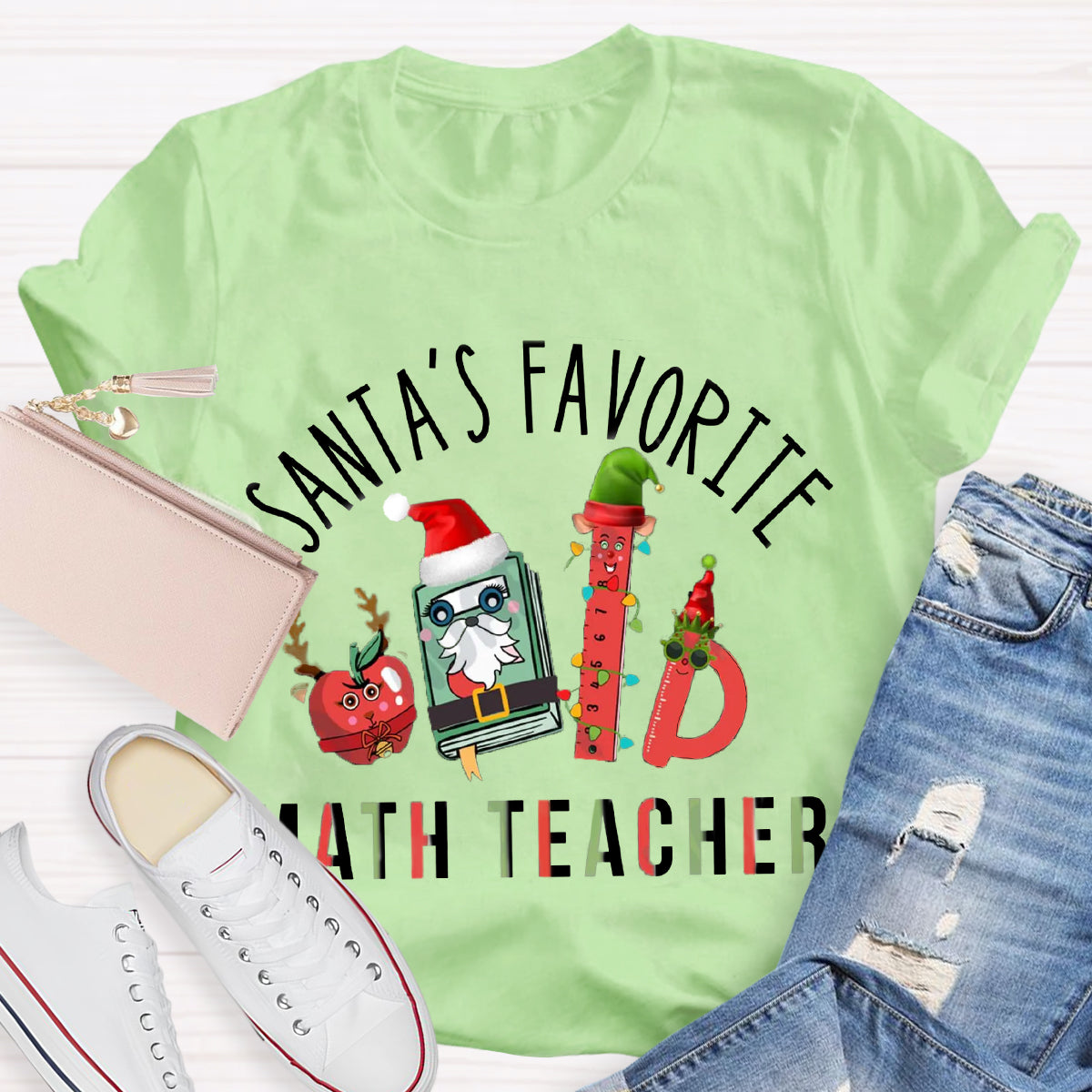 Santa's Favorite Math Teacher Christmas T-Shirt