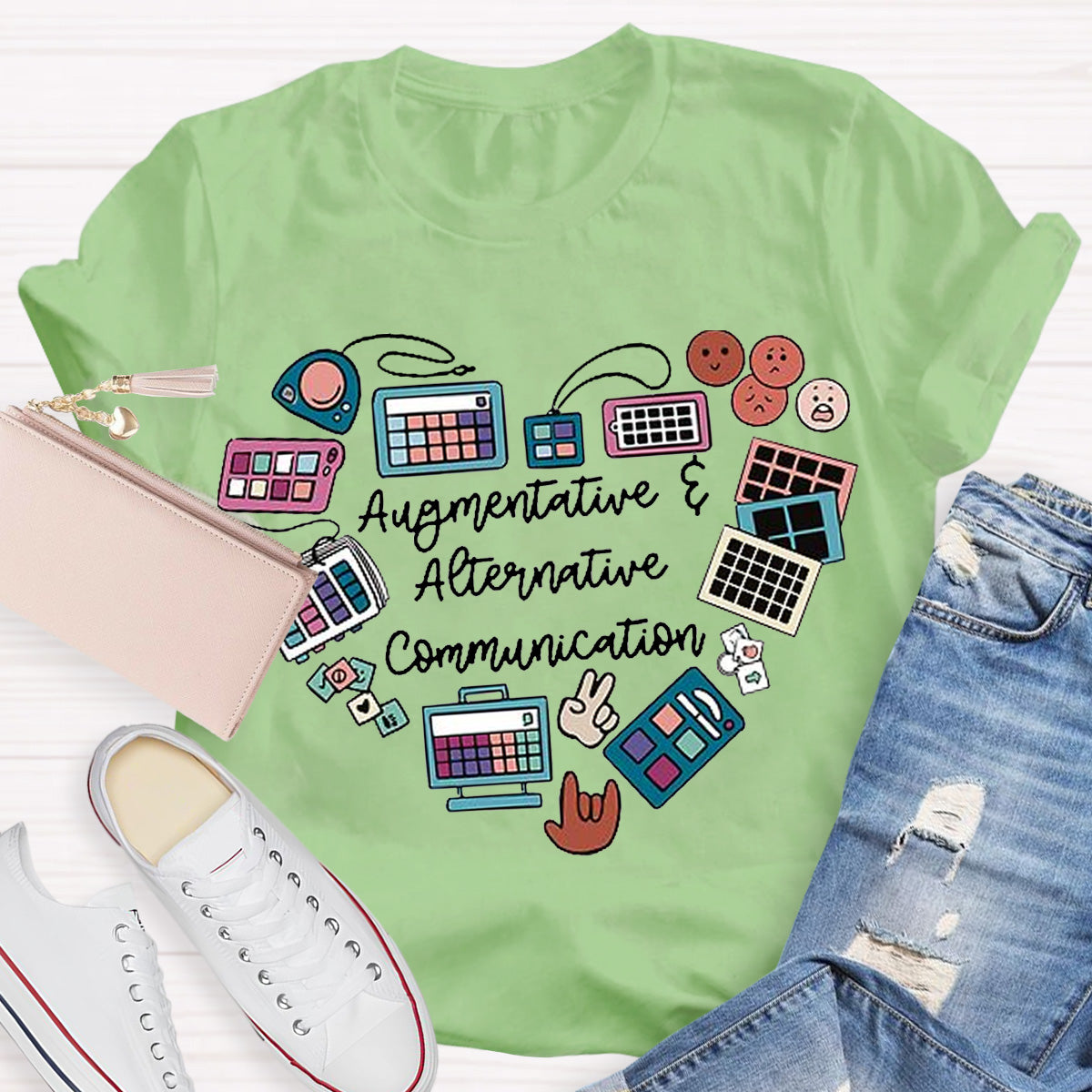 AAC Heart Design Teacher T-Shirt