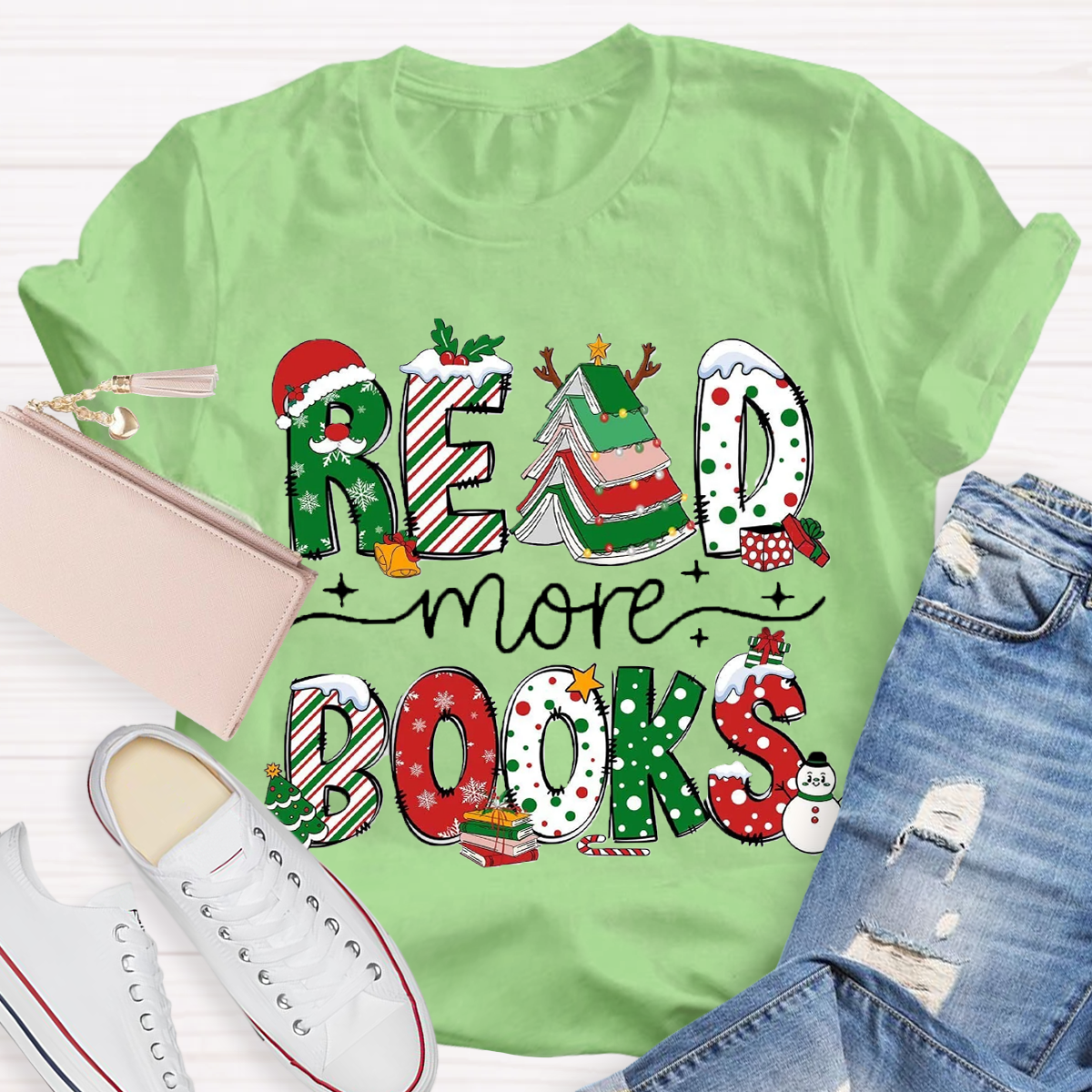 Read More Books Christmas Teacher T-Shirt