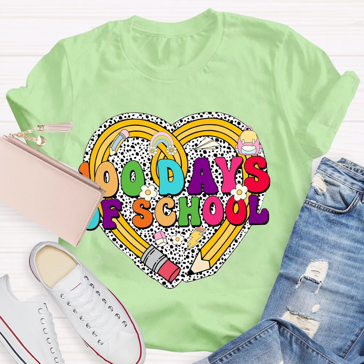 Happy 100 Days Of School Heart T-Shirt