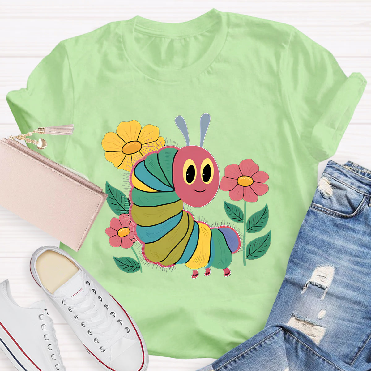 Flowers And Hungry Caterpillar Teacher T-Shirt