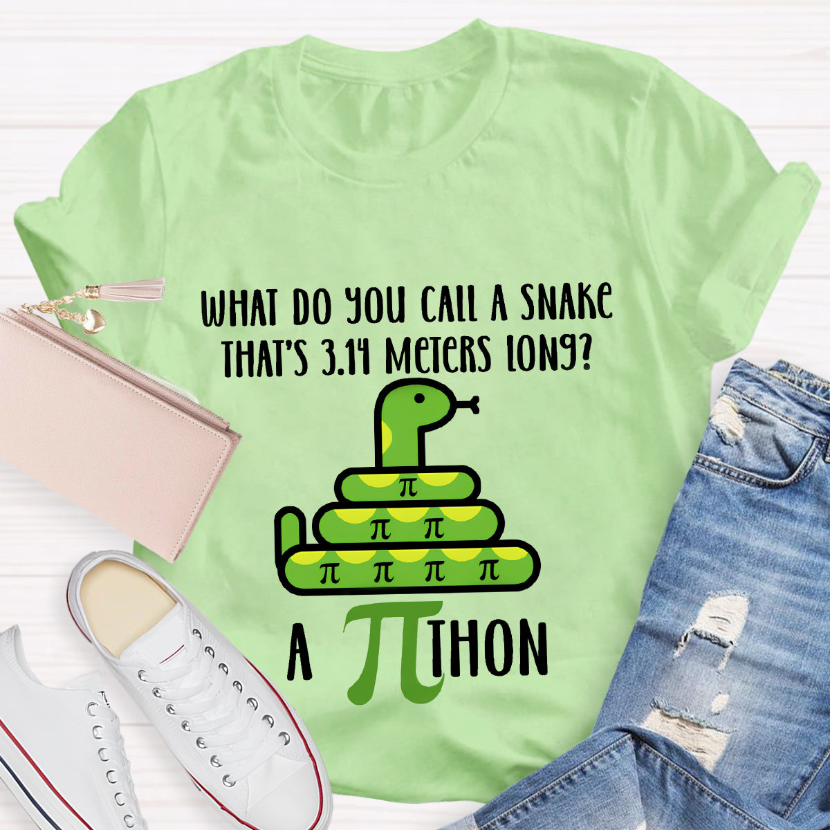 What Do You Call A Snake That'S 3.14 Meters Long Funny Pi Day T-Shirt