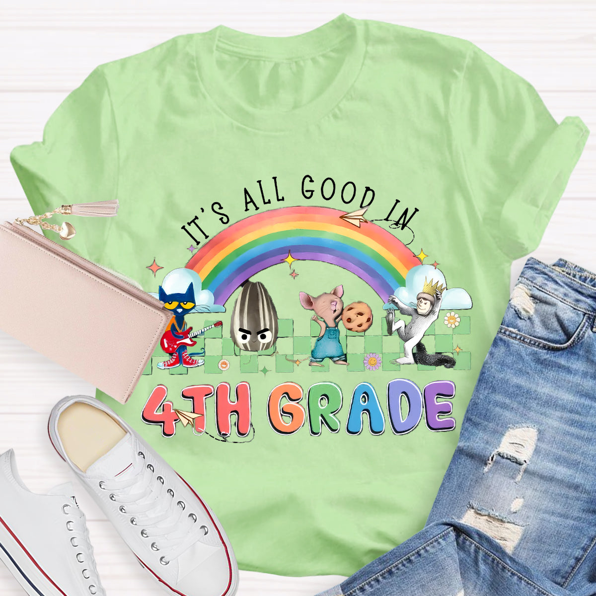 Personalized Grade It's All Good In 4th Teacher T-Shirt