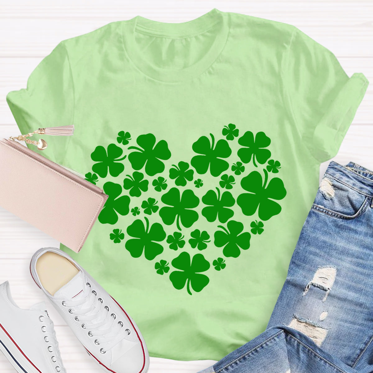 Cute Shamrocks in Heart T-Shirt