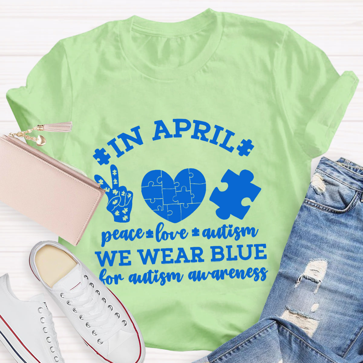 We Wear Blue For Autism Awareness T-Shirt