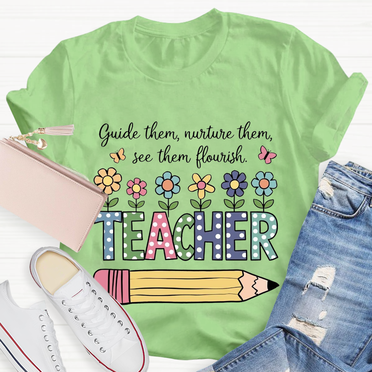 Flower Design Teacher T-Shirt