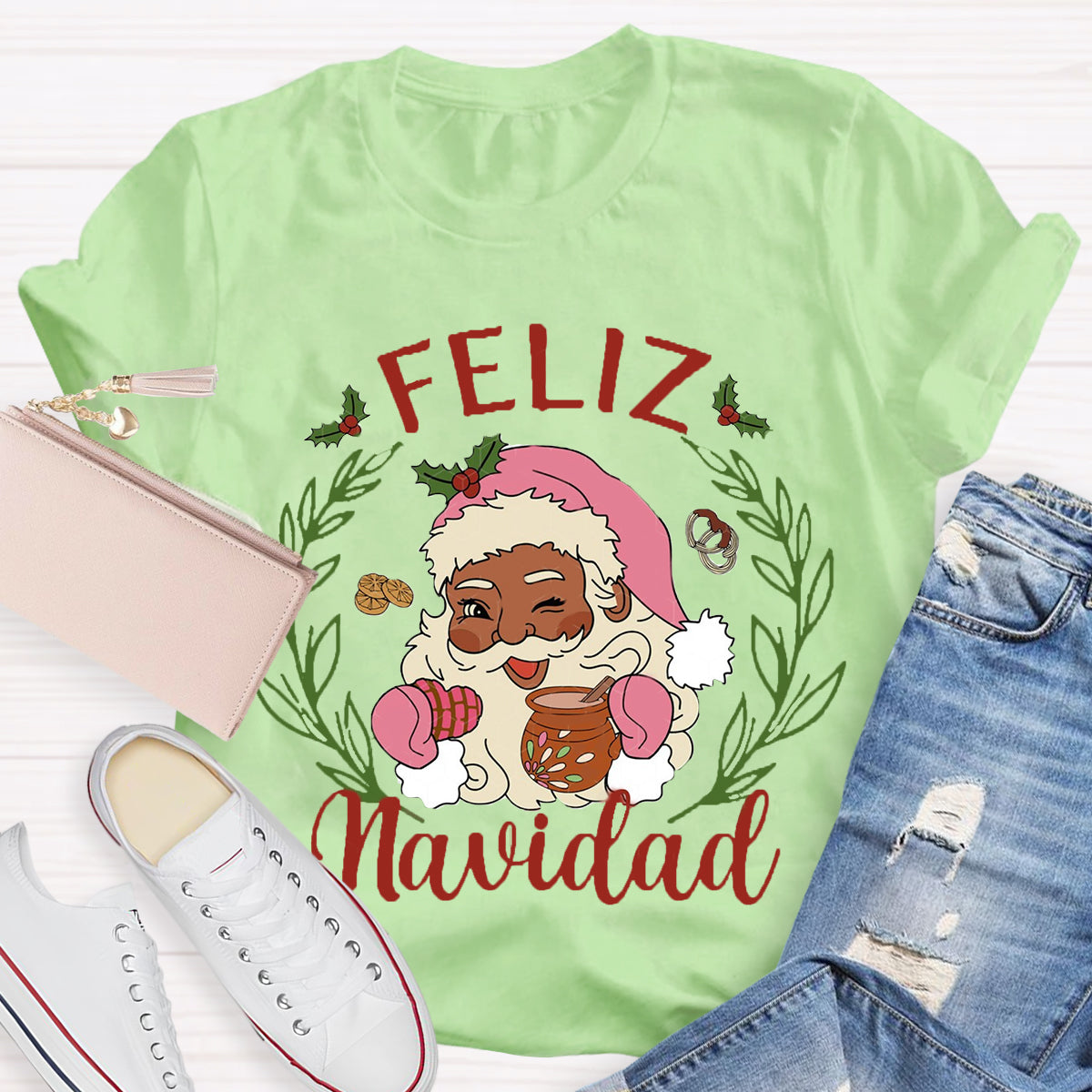 Feliz Navidad Santa Claus Spanish Teacher T-Shirt