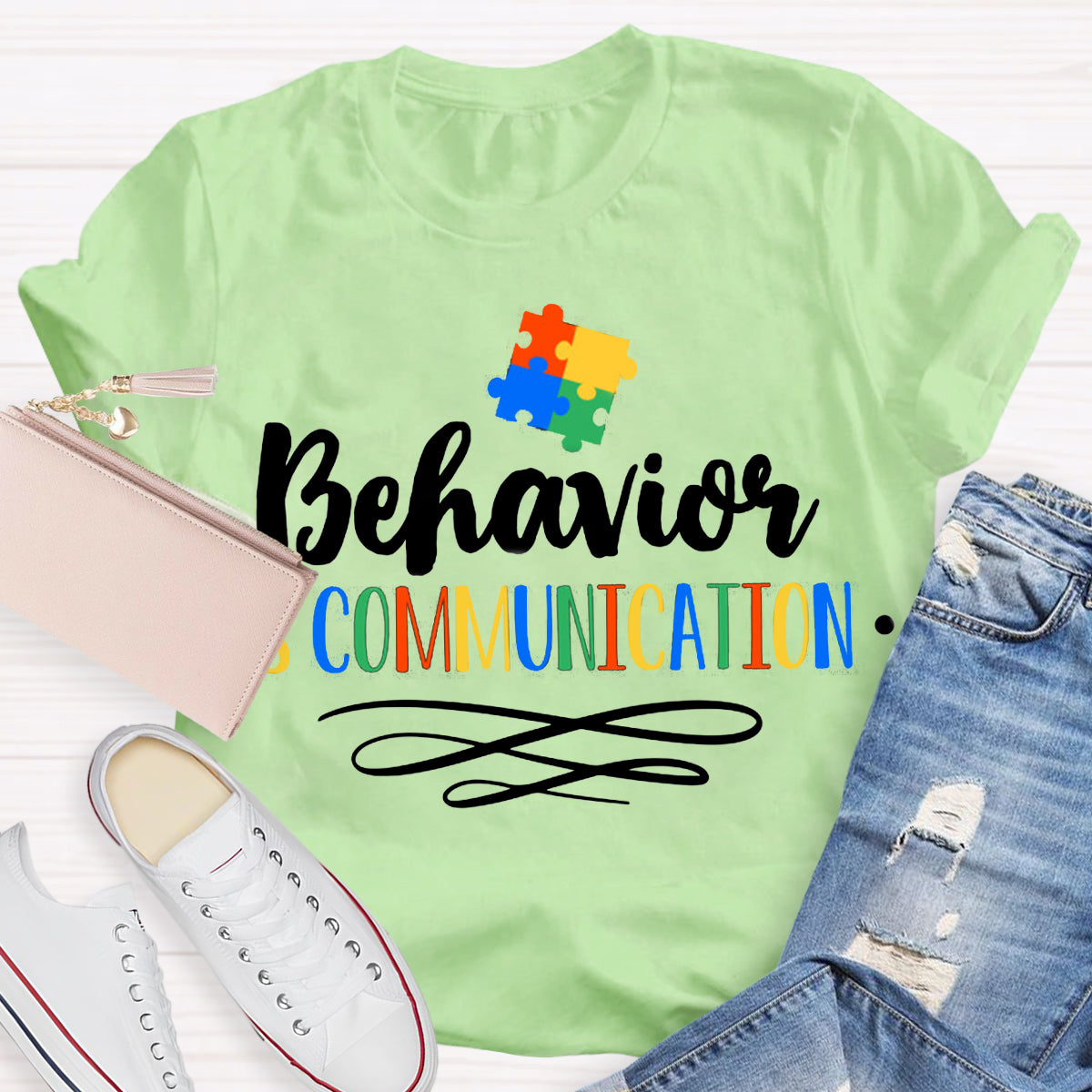 Behavior Is Communication Special Education Jigsaw Puzzle Print T-Shirt