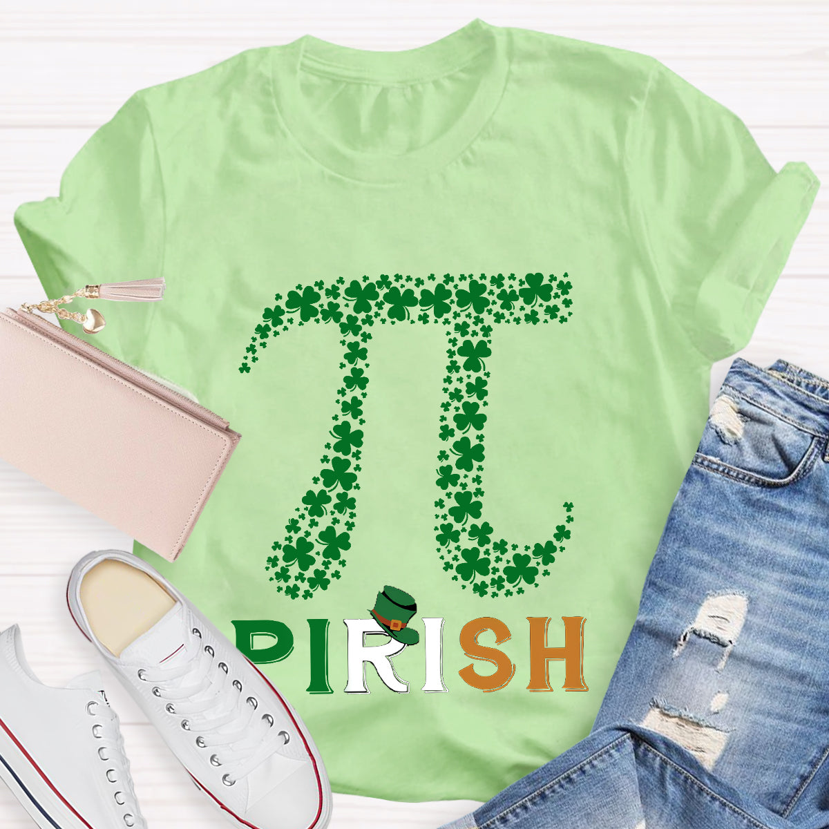 Pirish Pi Irish Shamrock Math St Patrick's Day T-Shirt