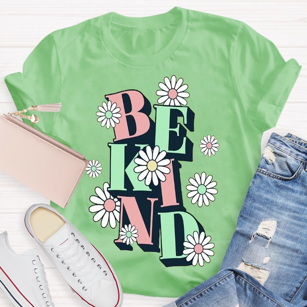 Be Kind Flower Design Teacher T-Shirt