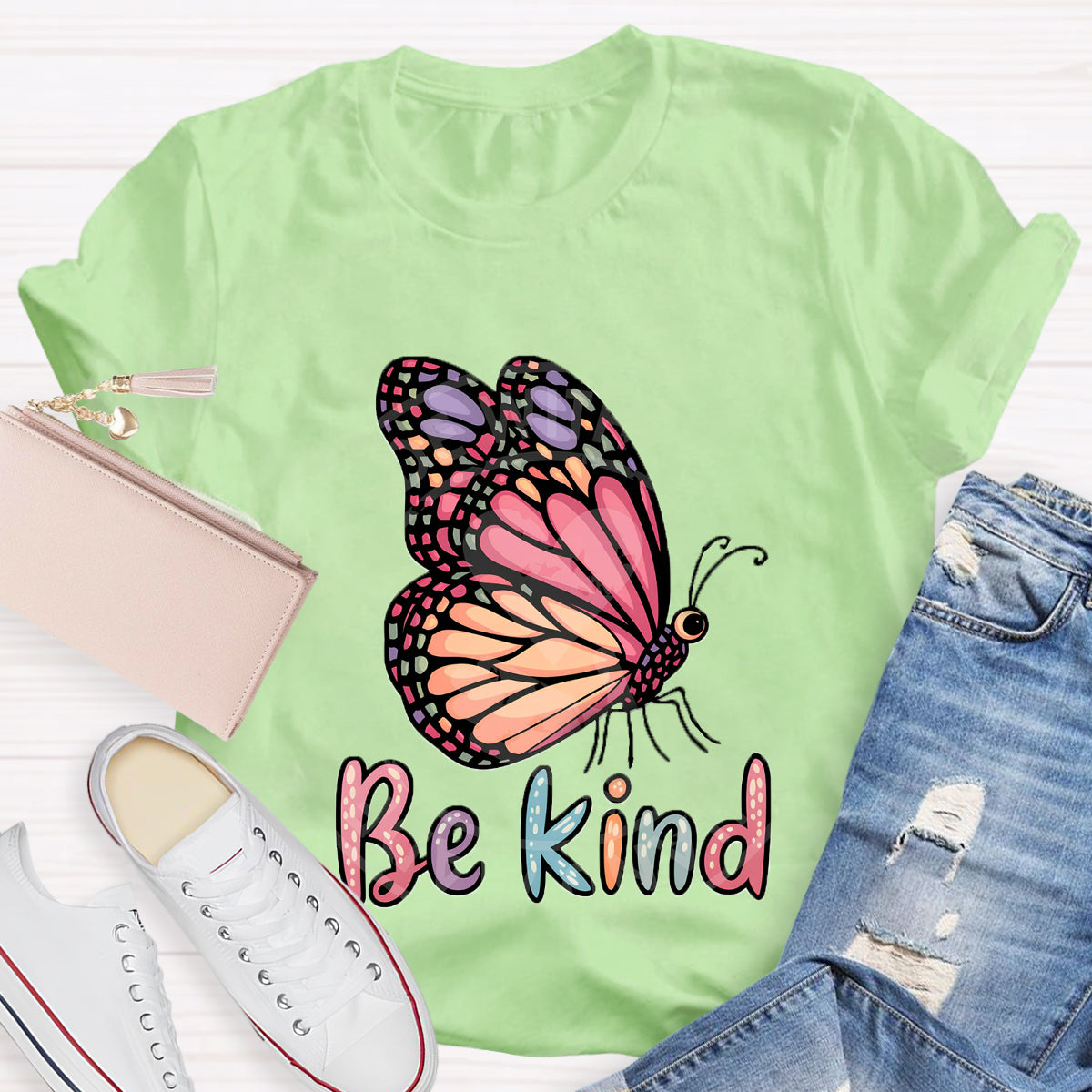 Be Kind Butterfly Printed T-Shirt