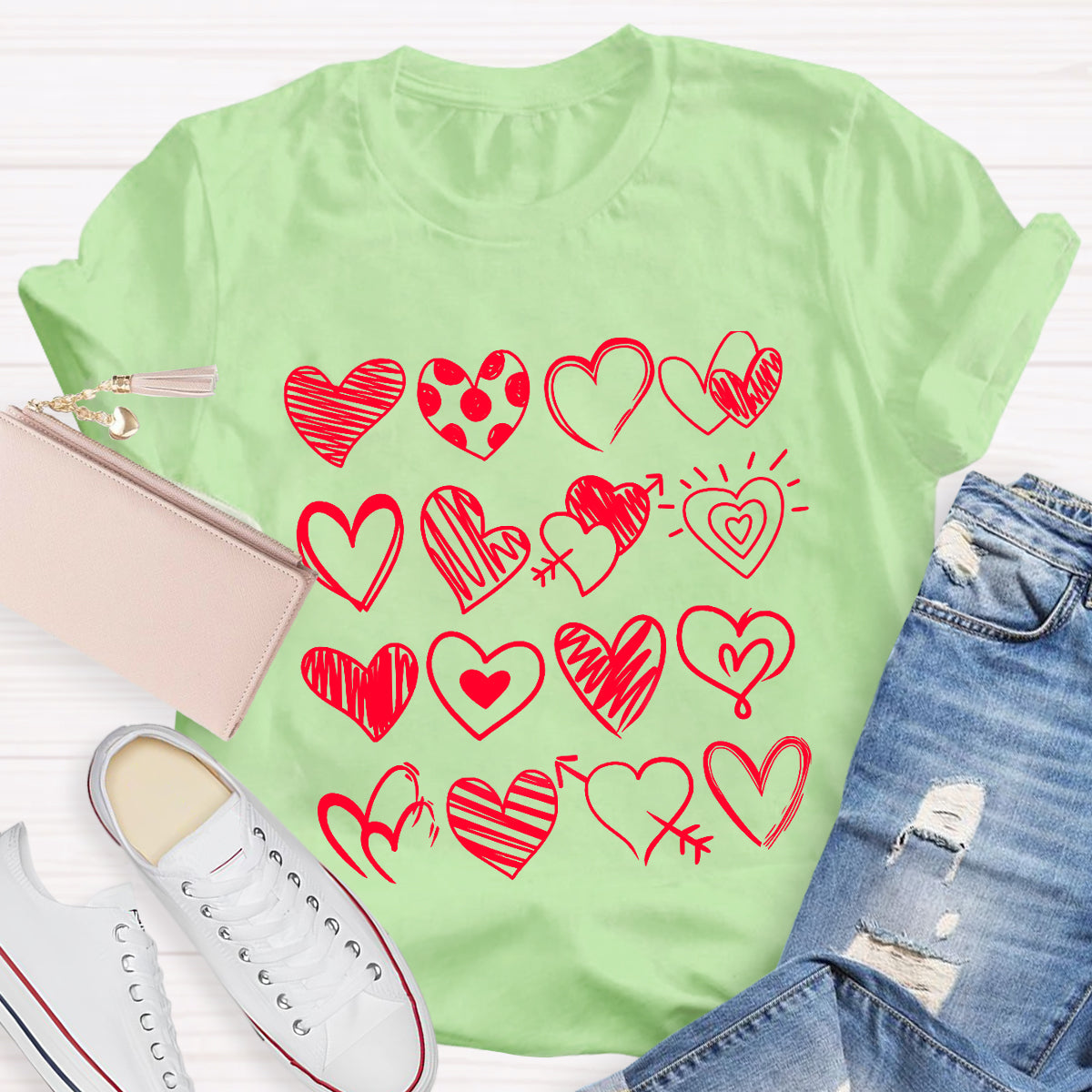 Cute Heart Valentine's Day Teacher T-Shirt