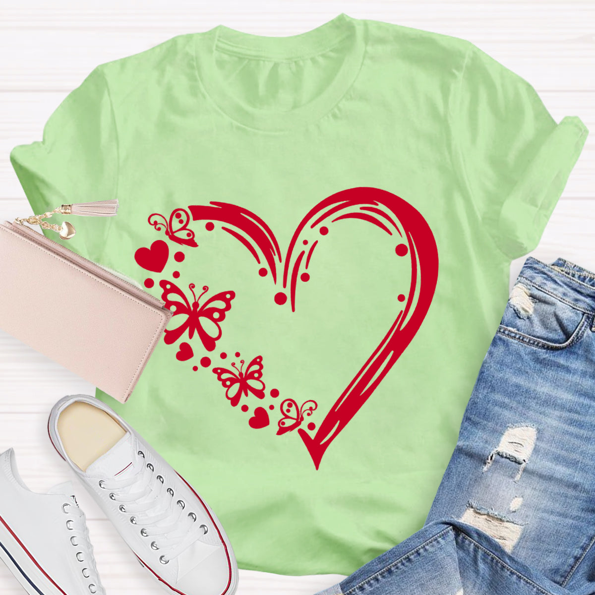 Valentine Heart with Butterfly T-Shirt