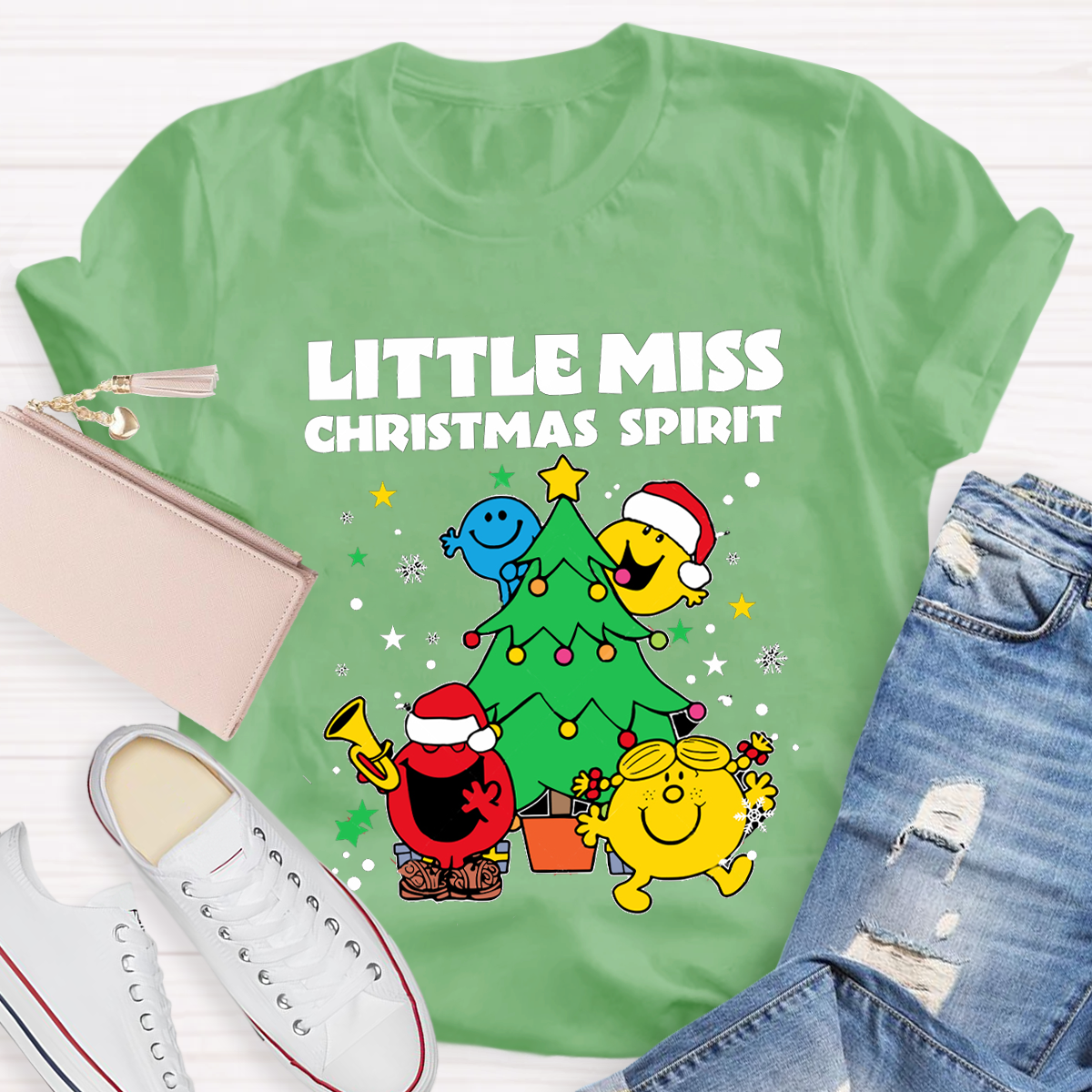 Little Miss Christmas Spirit Teacher T-Shirt