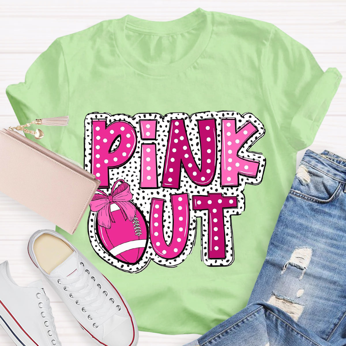 Pink Out Football  T-Shirt