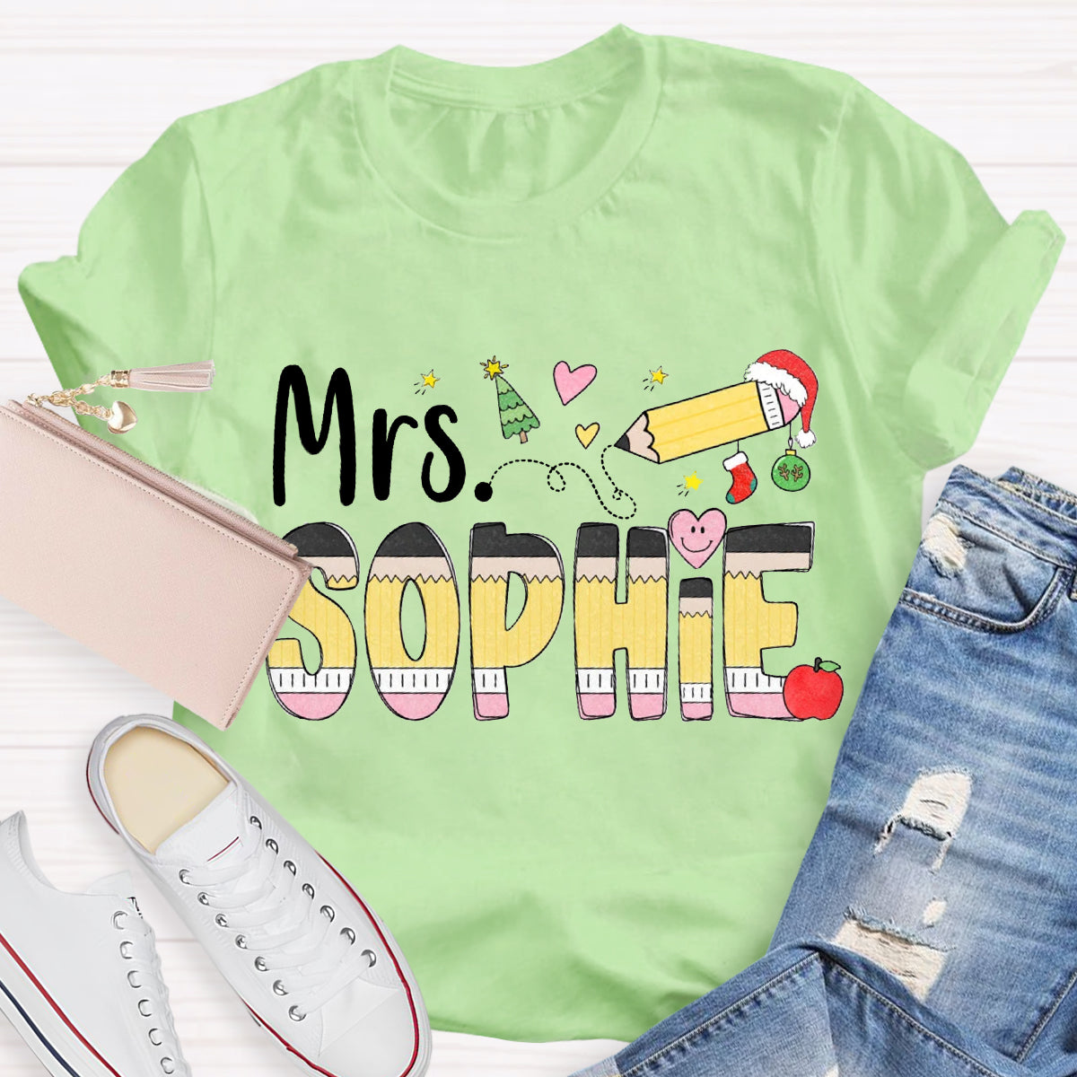 Personalized Christmas Name Sophie Teacher T-Shirt