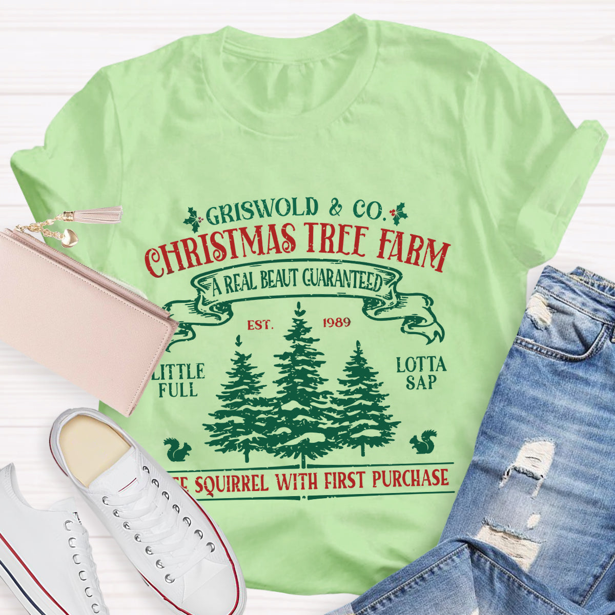 Christmas Tree Farm A Real Beauty Guaranteed Squirrel  T-Shirt