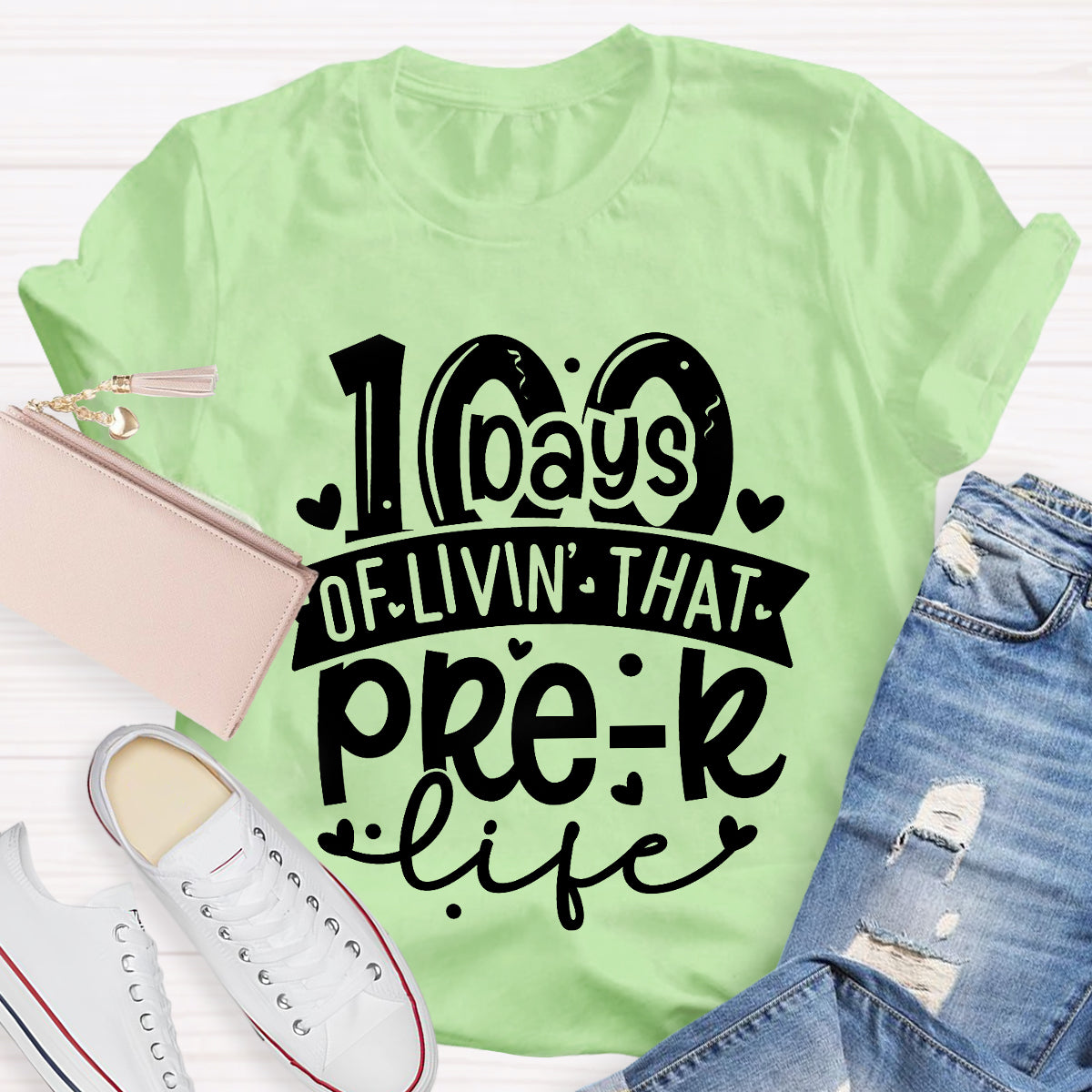 Personalized Grade 100 Days Of Livin' That Pre-K Life T-Shirt