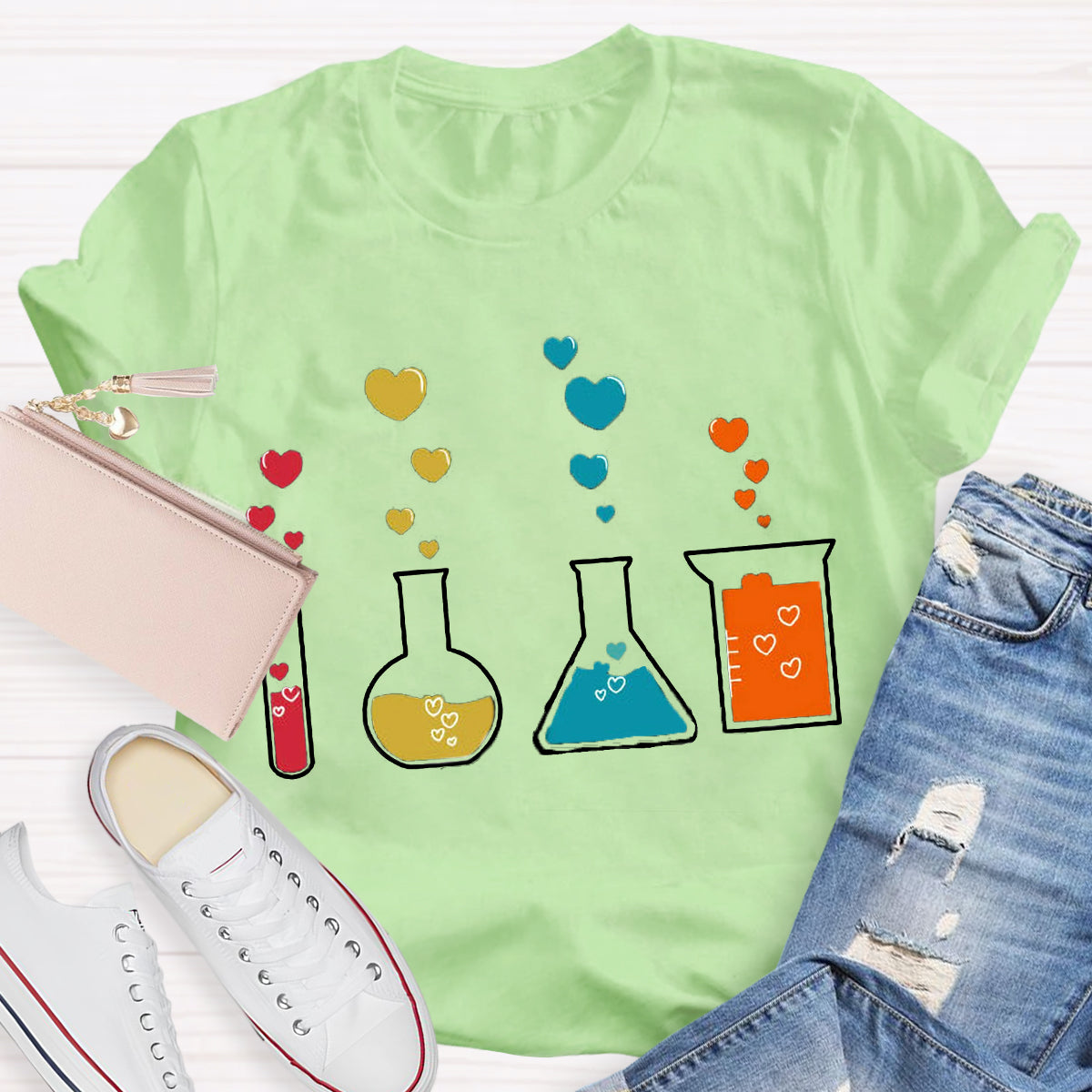 Cute Chemistry Hearts Teacher T-Shirt