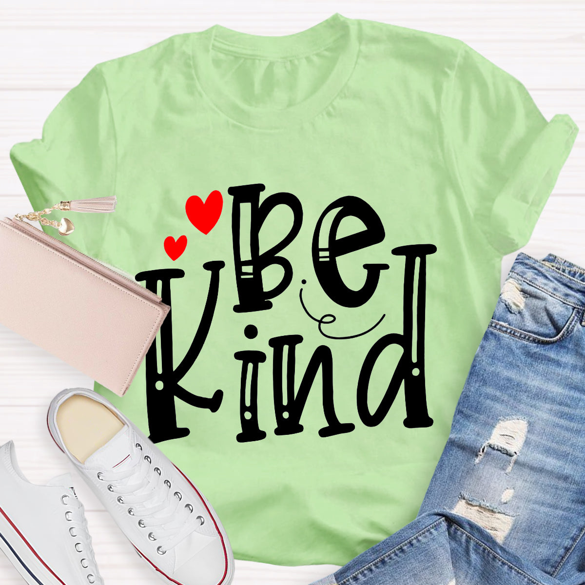 Be Kind Red Heart Teacher T-Shirt