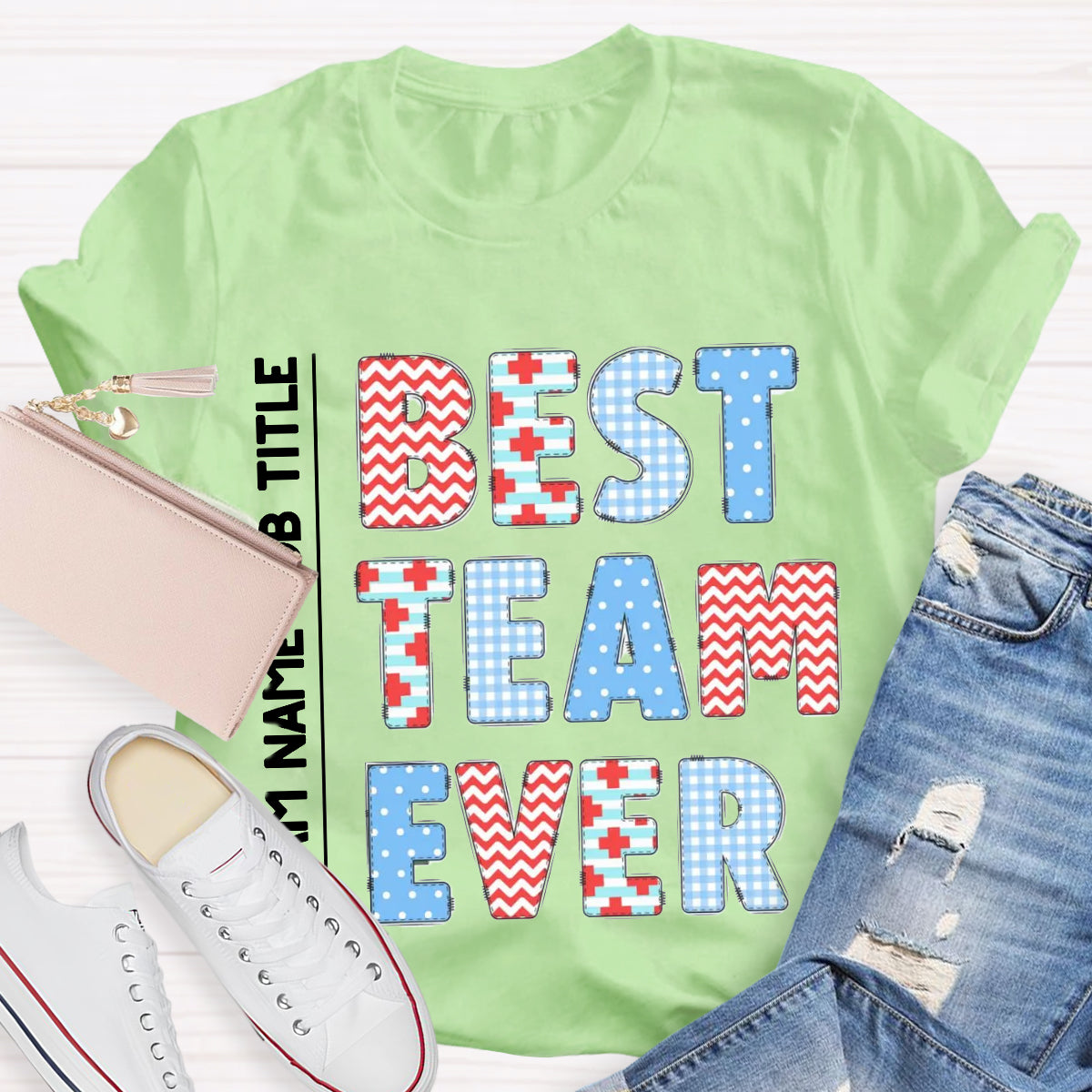 Personalized Team Name Plaid Design T-Shirt