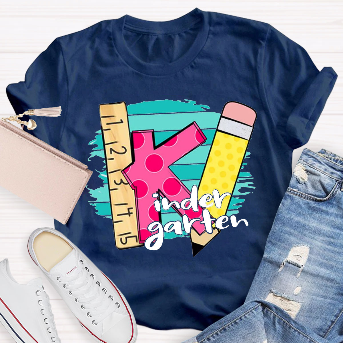 Personalized Grade Ruler Pencil Teacher T-Shirt