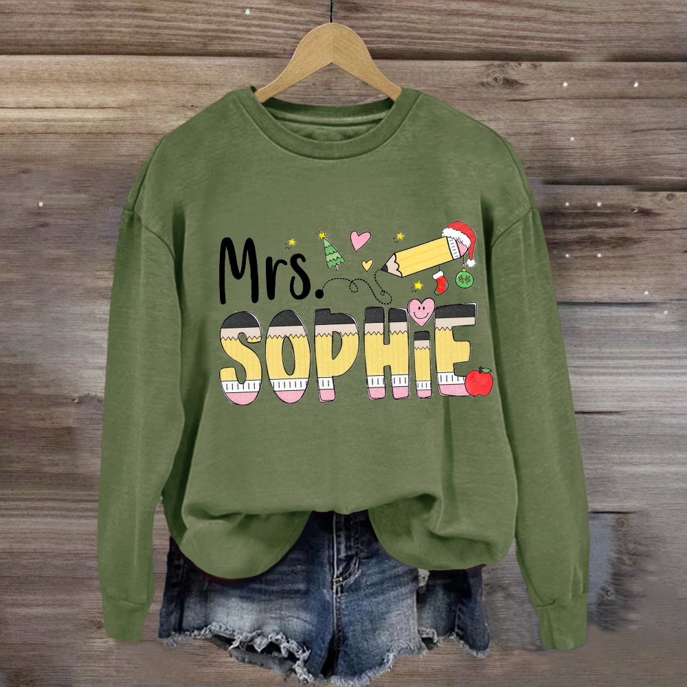 Personalized Name Pencil Christmas Tree Sweatshirt