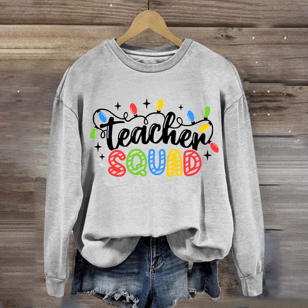 Teacher Squad Christmas Lights Sweatshirt